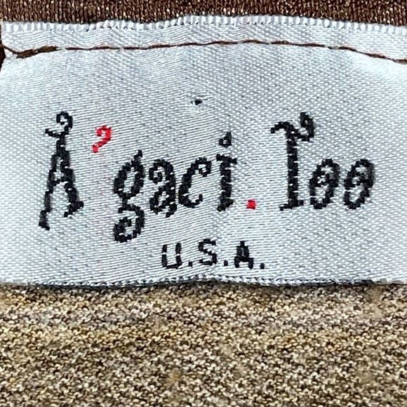 Agaci too size small vintage gold brown stretchy stripe sparkly skirt side slits - Picture 8 of 8